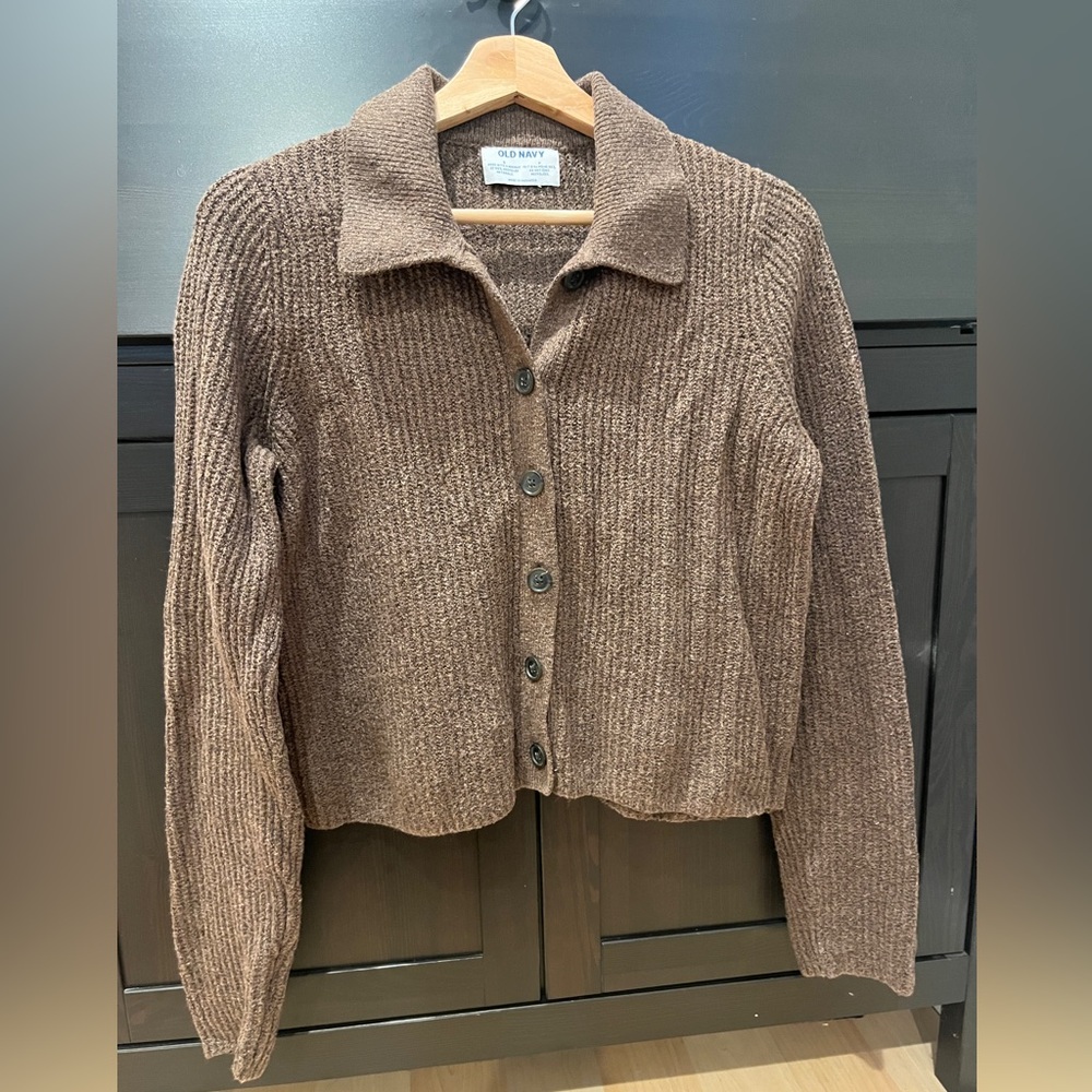 Old Navy Chocolate Brown Women's Cardigan With Collar
